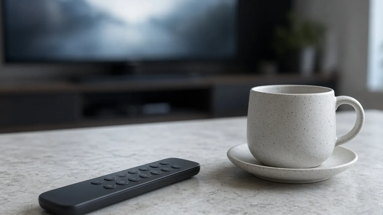Fernbedienung vor dem Fernseher